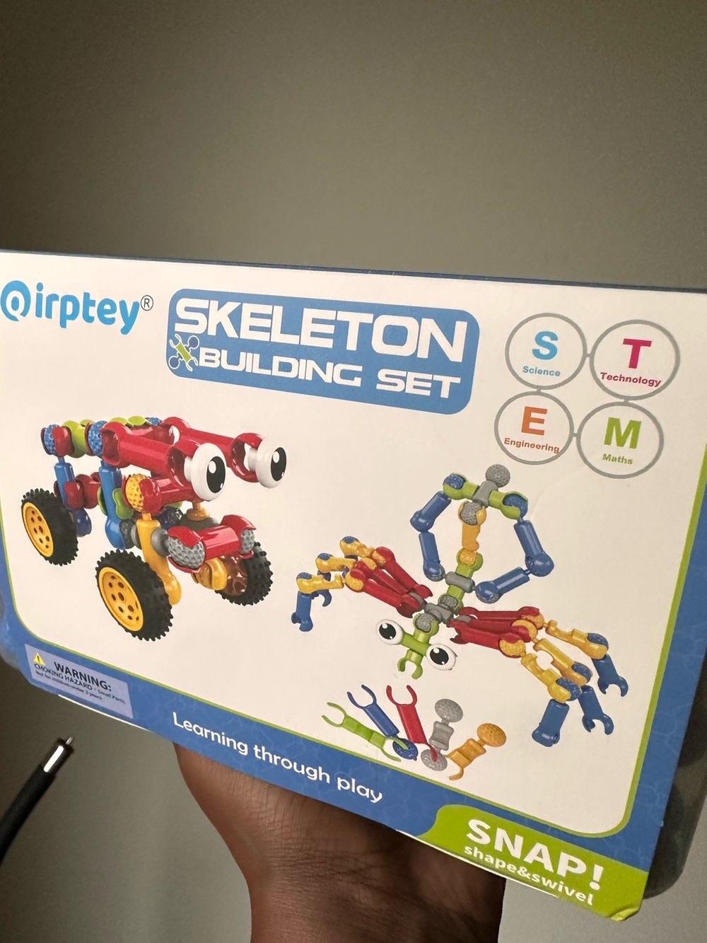 Kids Skeleton Building Set - Multicolor STEM Snap Toy (125 pieces)